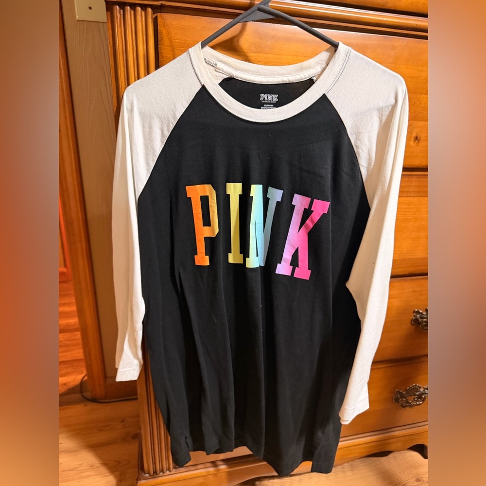 PINK Victoria's Secret Multicolor Logo Raglan Shirt
